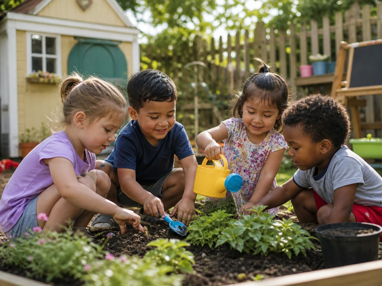 Children playing with blocks at Safe Garden Home Daycare in Coquitlam