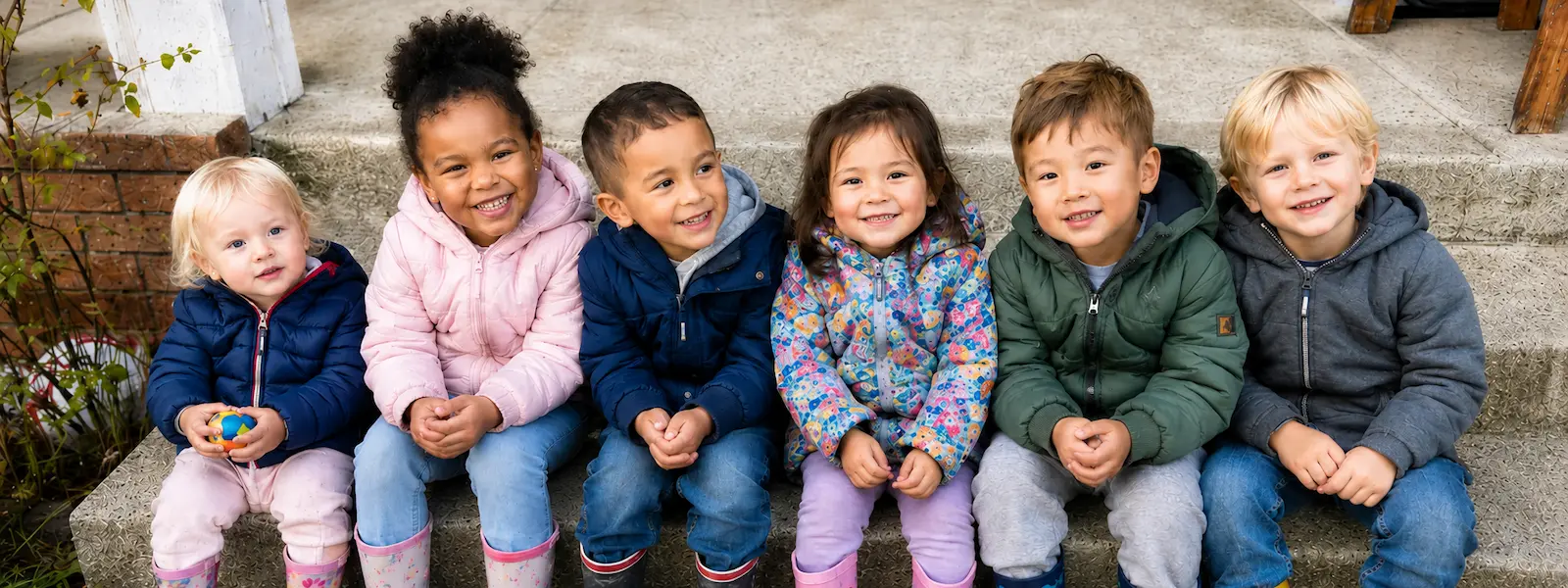 Diverse small group of children at Safe Garden Home Daycare in Coquitlam